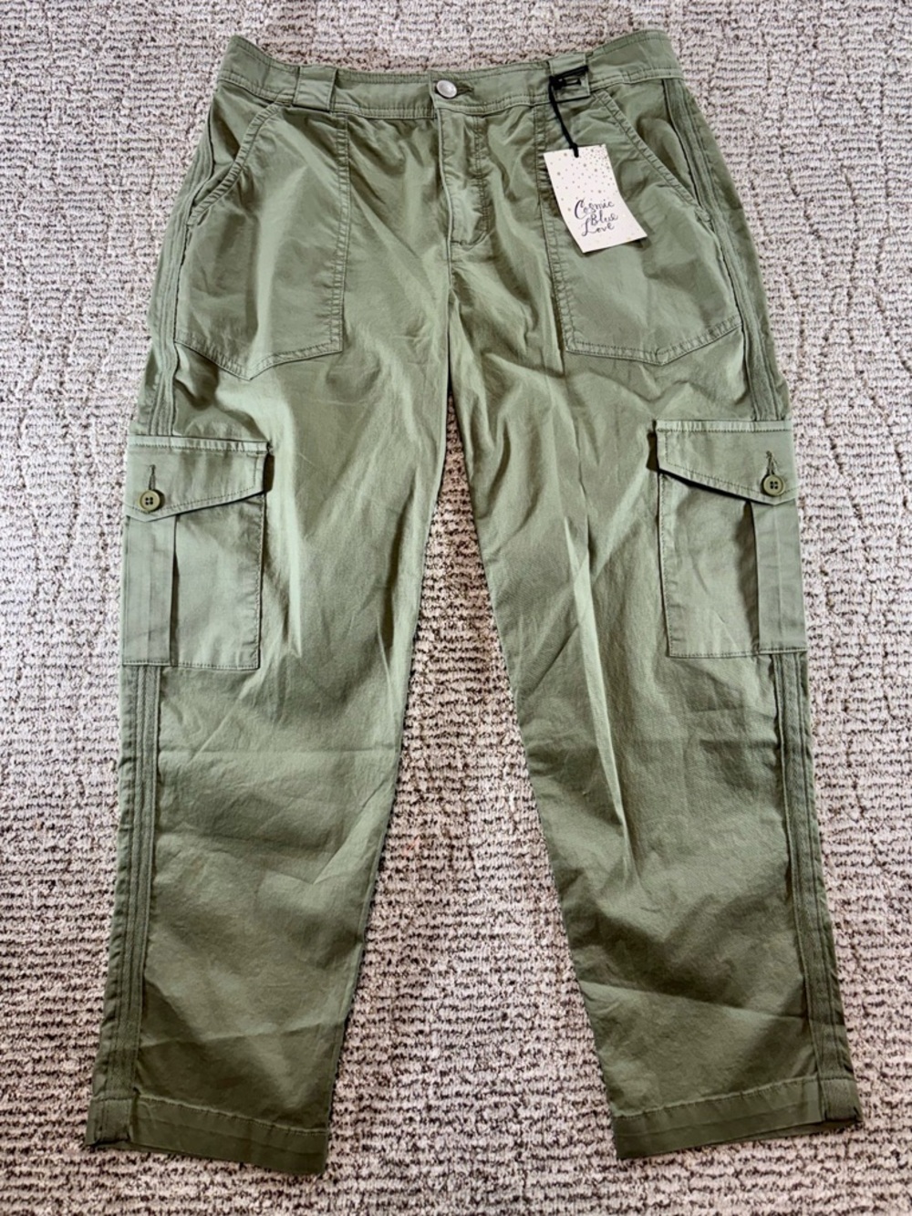 NWT Cosmic Blue Love by Pistola Women’s 27P Matcha Cropped‎ Cargo-Style Pants
